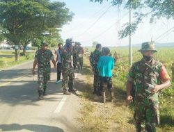Patut Ditiru, Babinsa dan Aparat Desa di Lakukang Bersihkan Jalanan