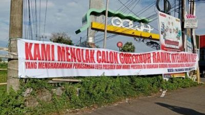 Heboh beredar Sebuah Spanduk Tertulis Tolak Calon Gubernur Radikal dan Intoleran, Bawaslu: Belum Ada Cagub