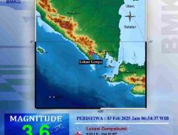 Gempa M 3,6 Guncang Tanggamus Lampung