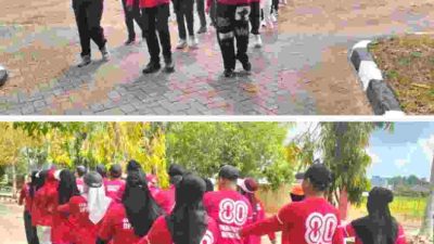Regu Gerak Jalan Sekretariat DPRD Kabupaten Bone saat melakukan sesi latihan di halaman kantor DPRD Bone, Selasa (4/8/2026)/foto : KSM
